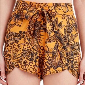 BCBGeneration Jungle Queen Floral Print Tie Front Shorts